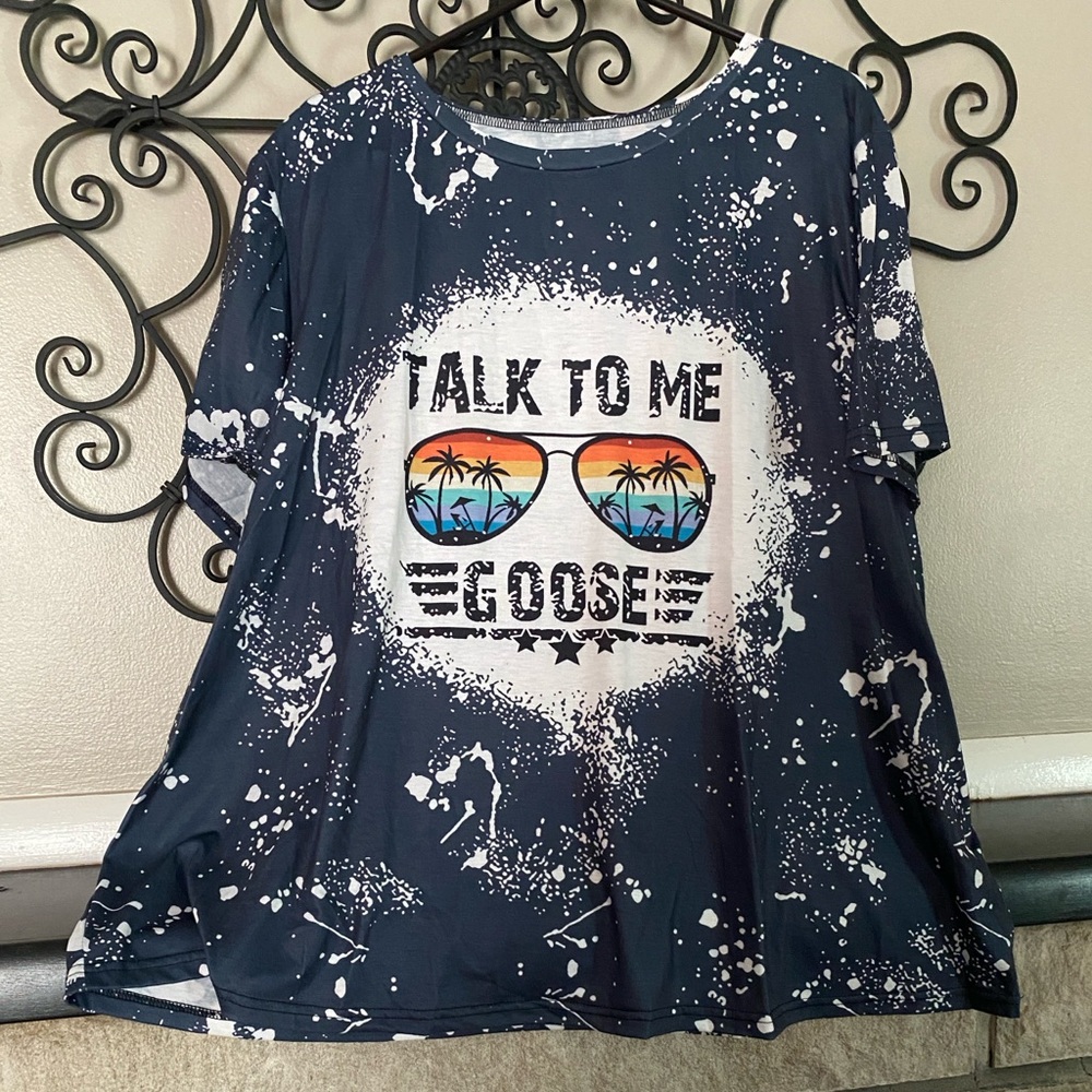 SHEIN Grey Blue 'Talk to Me Goose' Tee